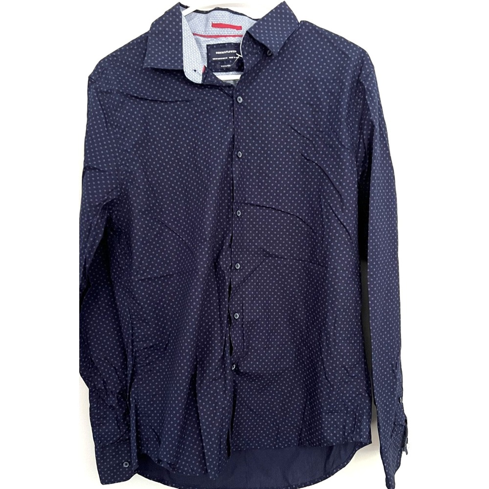 Denim & Flower by Ricky Singh Shirt Mens M Blue Geometric Button Dn Long Sleeve